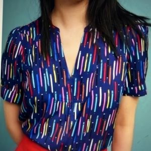 ANTHROPOLOGIE 52 Conversations Pencil Print Top